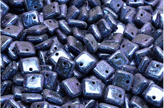 Squarelet Beads, Black Blue Iridiscent (23980-86966), Glass, Czech Republic