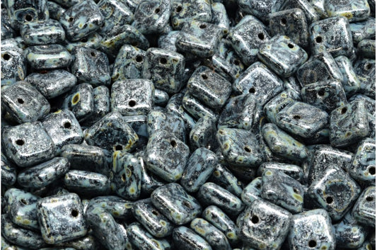 Squarelet Beads, Black Travertin 34301 (23980-86800-34301), Glass, Czech Republic