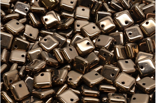 Squarelet Beads, Black Bronze (23980-14415), Glass, Czech Republic