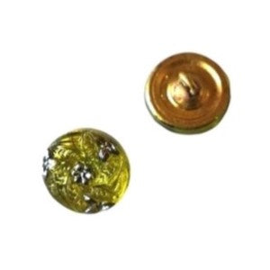 2 pcs Hand Painted Glass Buttons with ornament, size 6 (13.5 mm), Glass, Czech Republic