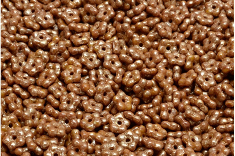 OUTLET 10 grams Forget Me Not Beads, 5 x 5 mm, Opaque Brown Gold Splash (13610-86710), Glass, Czech Republic