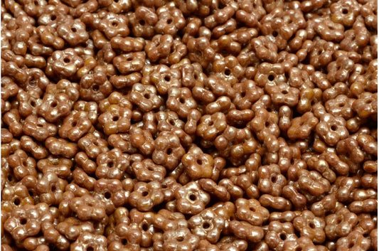 OUTLET 10 grams Forget Me Not Beads, 5 x 5 mm, Opaque Brown Gold Splash (13610-86710), Glass, Czech Republic