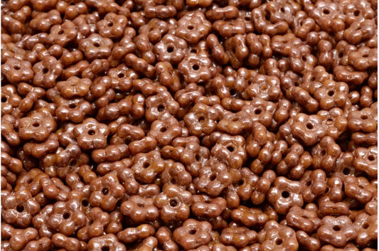 アウトレット 10グラム 忘れな草ビーズ、5 x 5 mm、不透明ブラウンコッパースプラッシュ（13610-86750）、ガラス、チェコ共和国