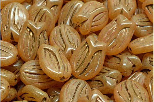 奥特莱斯 10克迷你郁金香珠，16 x 11毫米，水晶镀金 20003 (00030-54302-20003)，玻璃，捷克共和国