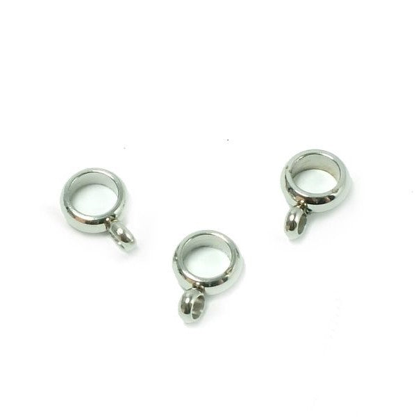 Pendant Connectors Bail Clasps with Eye, 6 x 3 mm, Stainless Steel 304