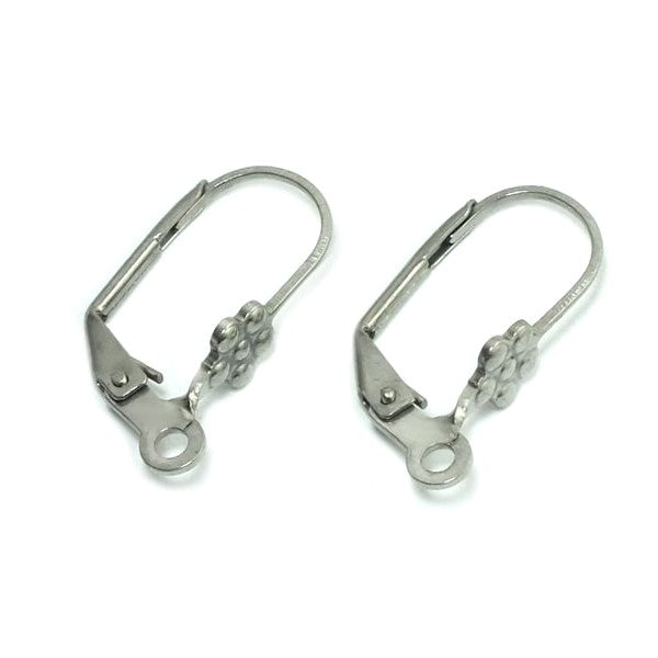 Earrings with a flower and an opening eye, approx. 19 x 11 mm, Stainless Steel 304