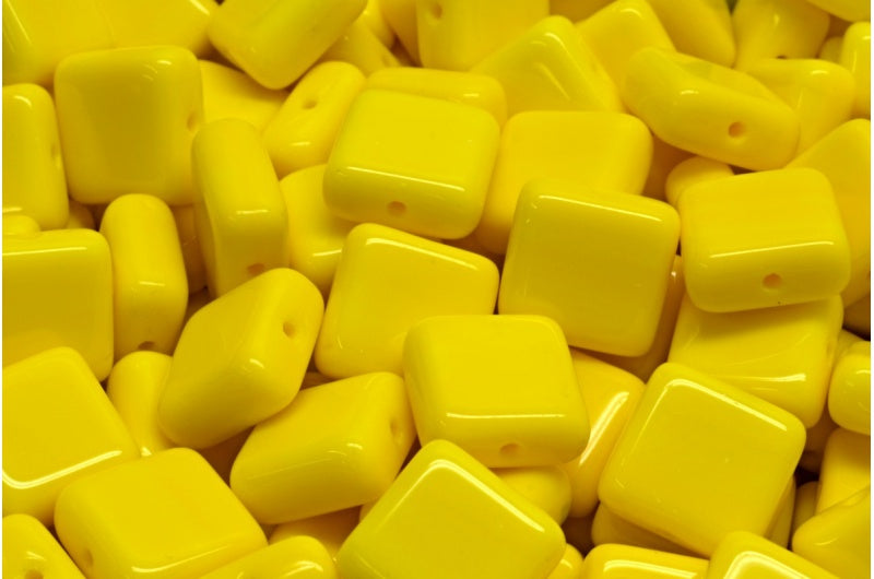 OUTLET 10 grams Square Beads, 10 x 10 mm, Yellow (83120), Glass, Czech Republic
