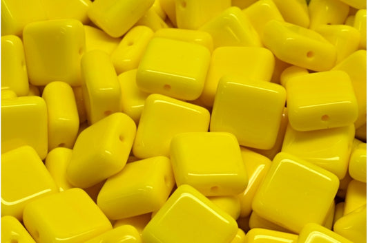 OUTLET 10 grams Square Beads, 10 x 10 mm, Yellow (83120), Glass, Czech Republic