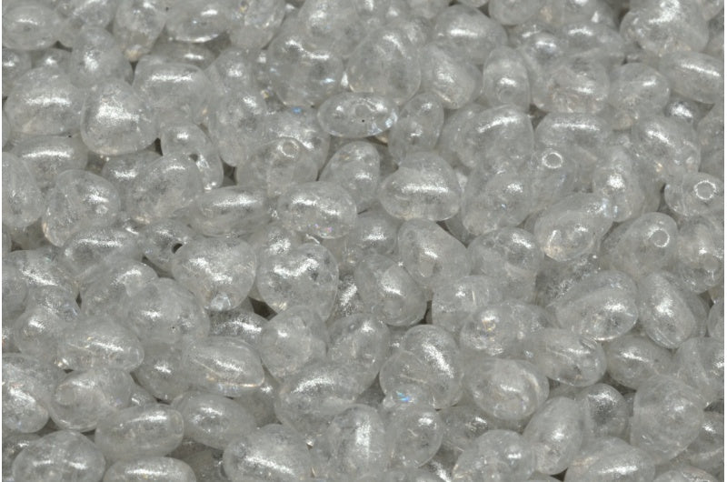 アウトレット 10グラム ハートビーズ、6 x 6 mm、クリスタルクラックシルバーグレー（00030-85500-34301）、ガラス、チェコ共和国