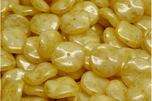 Ripple Beads, White Light Yellow (02010-34302), Glass, Czech Republic