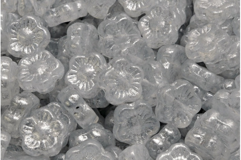 Sunset Flower Beads, R0021 Silver Gray (R0021-34301), Glass, Czech Republic