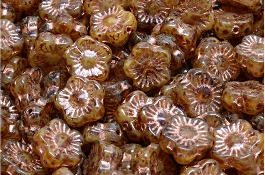 サンセットフラワービーズ、R0021 トラバーチン銅張り（R0021-86800-54307）、ガラス、チェコ共和国