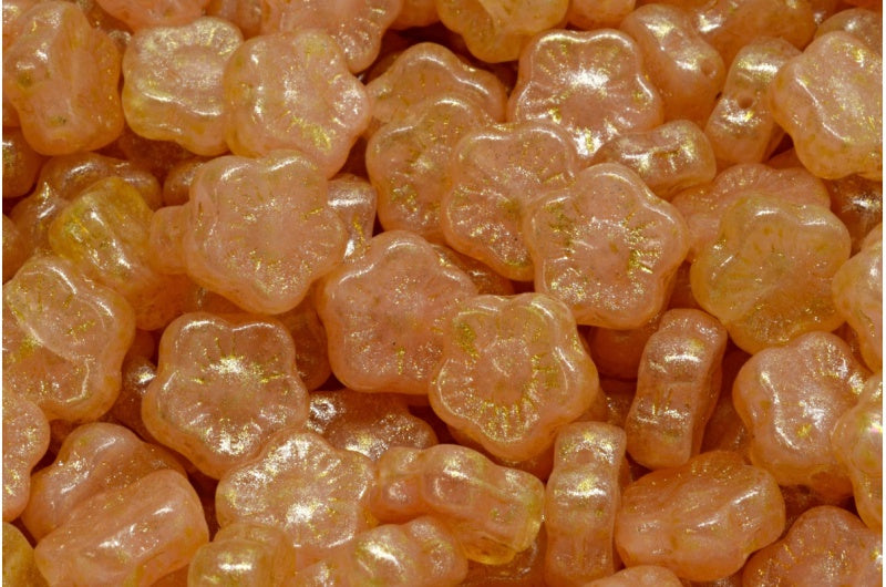 Sunset Flower Beads, R0731 Light Yellow (R0731-34302), Glass, Czech Republic