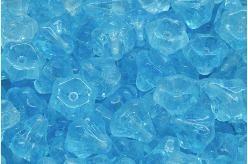 フラワーベルビーズ、アクア（60030）、ガラス、チェコ共和国