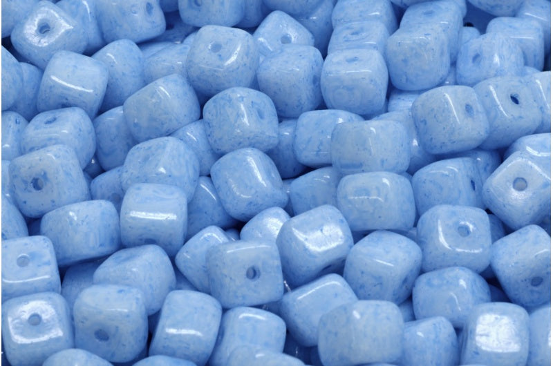 OUTLET 10 grams Cube Beads, 5 x 7 mm, White Light Blue (02010-34307), Glass, Czech Republic