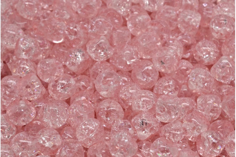 Mushroom Button Beads, Crystal Cracked Light Pink (00030-85500-34304), Glass, Czech Republic