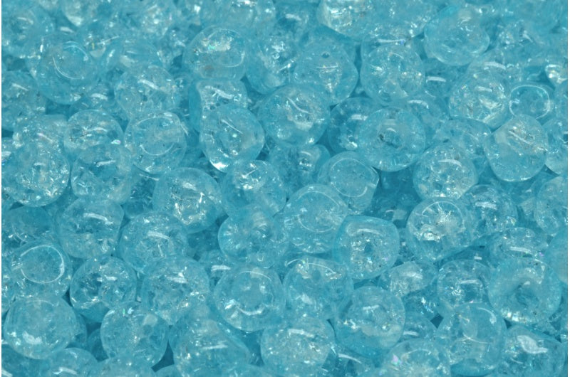 Mushroom Button Beads, Crystal Cracked Light Aqua Blue (00030-85500-34308), Glass, Czech Republic