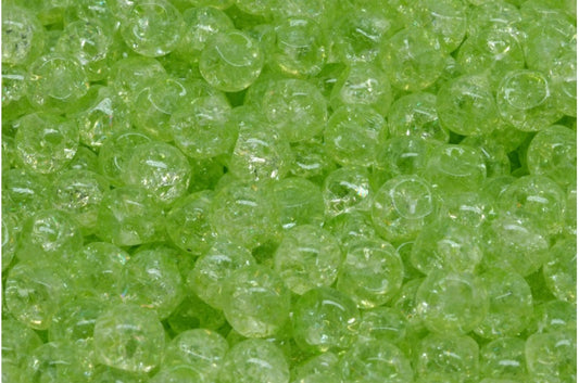 Mushroom Button Beads, Crystal Cracked Light Green (00030-85500-34310), Glass, Czech Republic