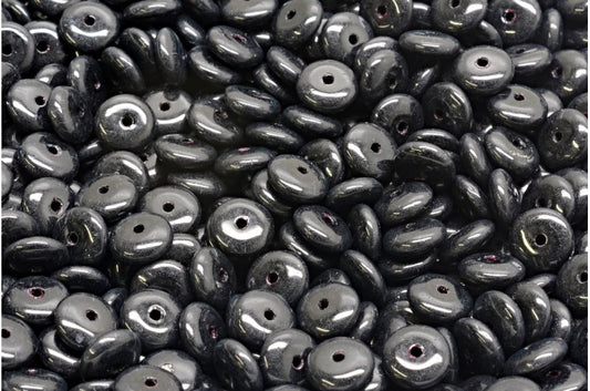 Space Disk Beads, Black (23980), Glass, Czech Republic