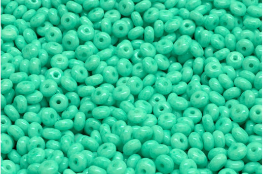 OUTLET 10 grams Rondelle Druck Beads, 2.5 x 4 mm, White Opal Light Turquoise (02020-34309), Glass, Czech Republic