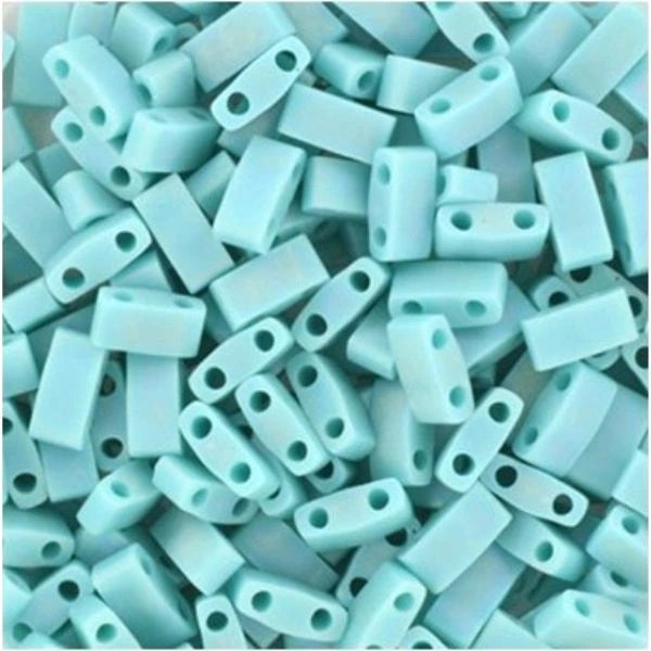 ミユキ ティラ/ハーフティラ/クォーターティラ 2穴ビーズ マット不透明ターコイズAB (HTL0412FR) ガラス製 日本製