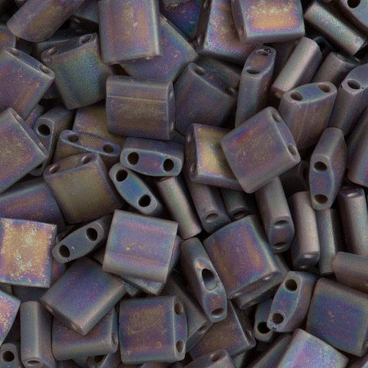 Miyuki Tila / Half Tila / Quater Tila 双孔珠，哑光透明 RootBeer AB (TL0135FR)，玻璃，日本