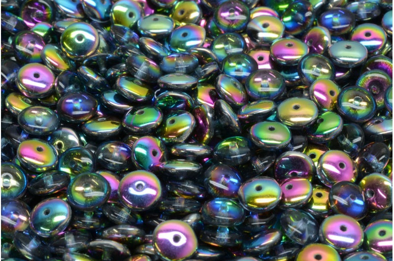 Space Disk Beads, Crystal Crystal Vitrail Medium Coating (00030-28101), Glass, Czech Republic