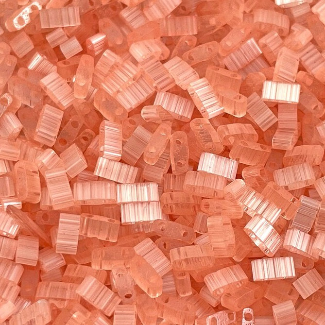 Miyuki Tila / Half Tila / Quater Tila 2-hole Beads, Silk Pale Coral (HTL2556), Glass, Japan