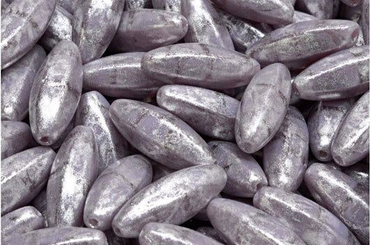 奥特莱斯 10克去皮橄榄珠，紫罗兰月光银灰色（26016-34301），玻璃，捷克共和国