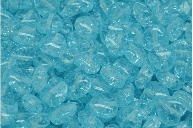 Heart Beads, Crystal Cracked Light Aqua Blue (00030-85500-34308), Glass, Czech Republic
