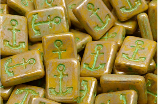 Anchor Design Rectangle Beads, Opaque Yellow 86710 43813 (93100-86710-43813), Glass, Czech Republic