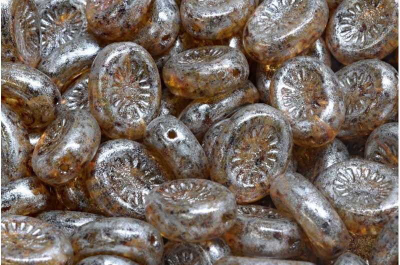 Kiwi Beads, Crystal Travertin Silver Gray (00030-86800-34301), Glass, Czech Republic