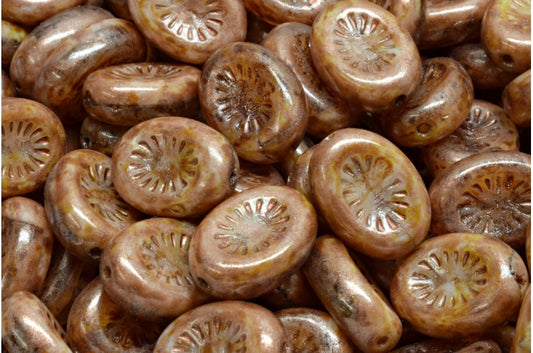 Kiwi beads, Opal White White Travertin 86750 (01000-02010-86800-86750), Glass, Czech Republic