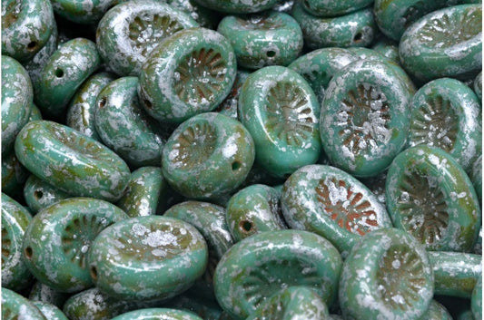 奇异果珠，绿松石石灰华银溅（63130-86800-94400），玻璃，捷克共和国