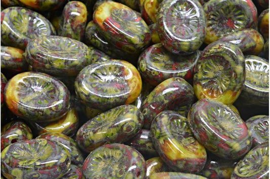 OUTLET 10 grams Kiwi Beads, 14 x 10 mm, 6918 Travertin Light Green (06918-86800-34310), Glass, Czech Republic