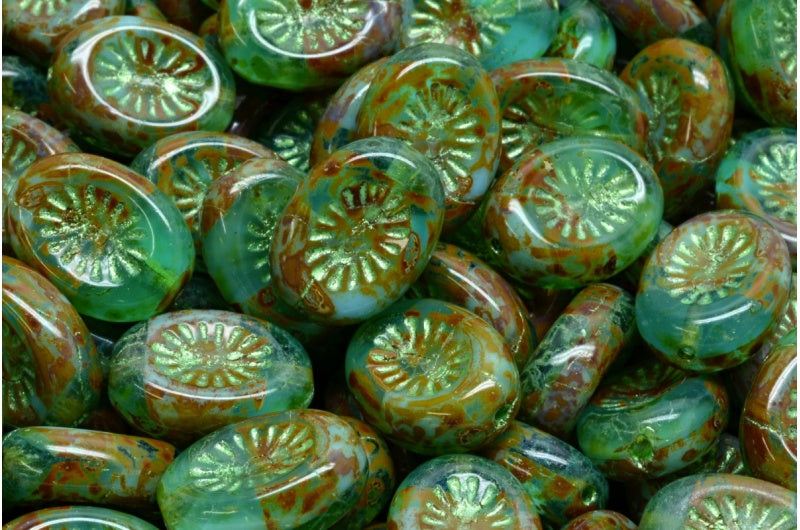 Kiwi beads, 56660 Travertin 43813 (56660-86800-43813), Glass, Czech Republic