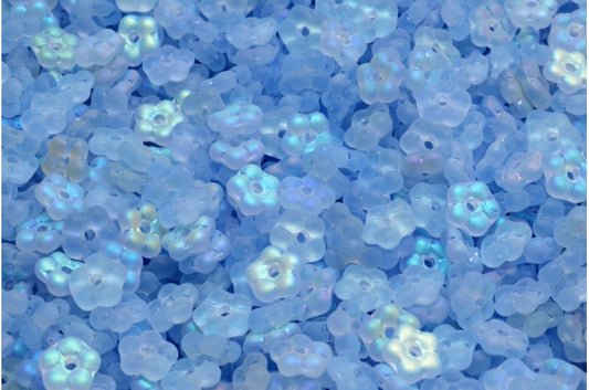 Forget Me Not Beads, Transparent Blue Matte Ab (30020-84100-28701), Glass, Czech Republic