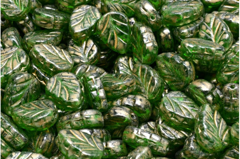 Mint Leaf Beads, Emerald Green 86710 (50120-86710), Glass, Czech Republic