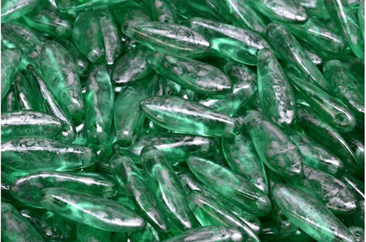 Dagger Beads, Transparent Green Emerald 86700 (50720-86700), Glass, Czech Republic