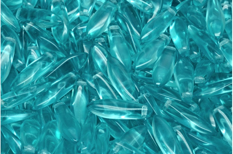 Dagger Beads, Transparent Aqua (60110), Glass, Czech Republic