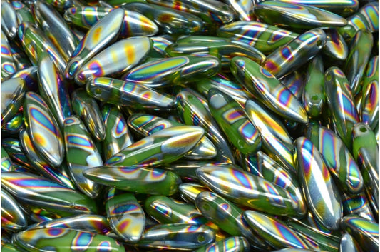 Drop Beads, Opal Green 2810V (51010-2810V), Glass, Czech Republic