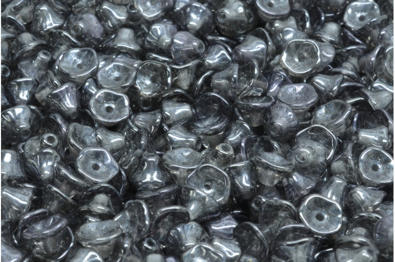 Bell Flower Cup Beads, Crystal Luster Black (00030-14449), Glass, Czech Republic