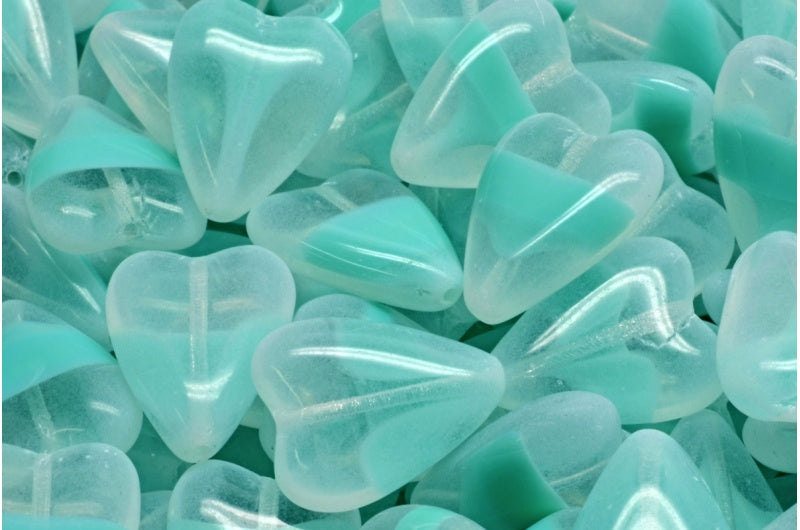 細長いハートビーズ、R0631 (R0631)、ガラス、チェコ共和国