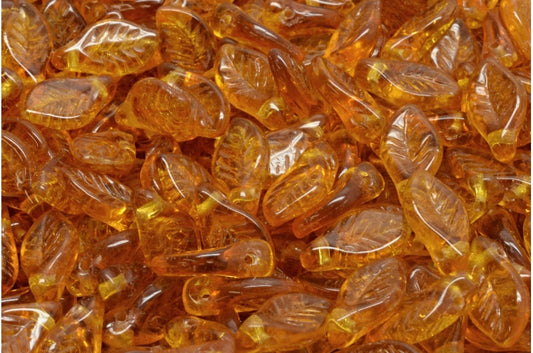 OUTLET 10 grams Bay Leaf Beads, 6 x 12 mm, Transparent Brown (10090), Glass, Czech Republic