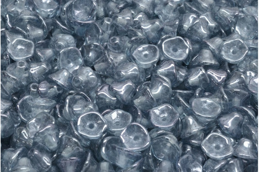 Bell Flower Cup Beads, Crystal Luster Blue Full Coated (00030-14464), Glass, Czech Republic