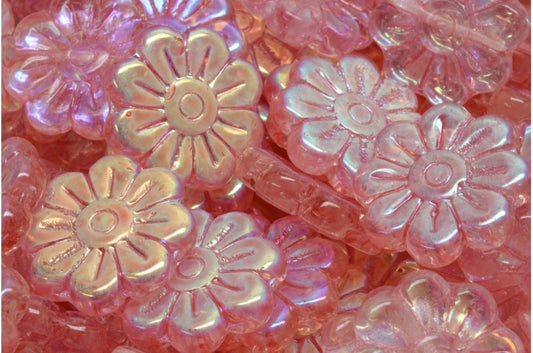 Daisy Flower Bead, Crystal Ab Light Pink (00030-28701-34304), Glass, Czech Republic