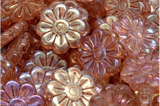 Daisy Flower Bead, Crystal Ab Light Pink Peach (00030-28701-34305), Glas, Tschechische Republik