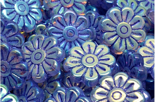 Daisy Flower Bead, Crystal Ab Full (2X Side) 43810 (00030-28703-43810), Glas, Tschechische Republik