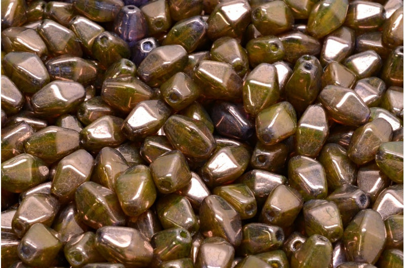 Olive Oval Pressed Glass Beads With Edges, R0816 Purple (R0816-15726), Glass, Czech Republic