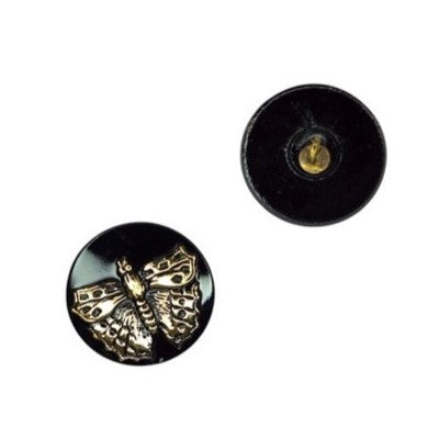 1 pcs Hand Painted Glass Buttons with ornament, size 10 (22.5 mm), Glass, Czech Republic